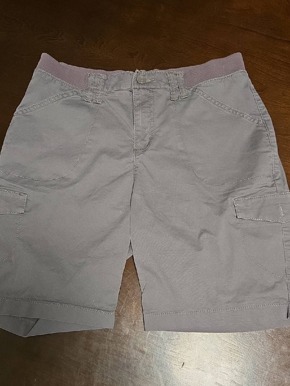Lee Light Gray Cargo Shorts with Lilac Waistband